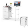 CHEFJOY Folding Computer Desk with 6 Wheels, 41.5" Modern Steel