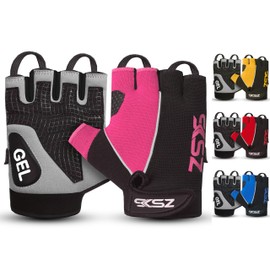 SKSZ Gym Gloves| Weight lifting Gloves| Training Gloves with Wrist Support | Gym Gloves Men | Fingerless Work Gloves | for Cycling Hanging & Pull-up’s (XL, PINK)