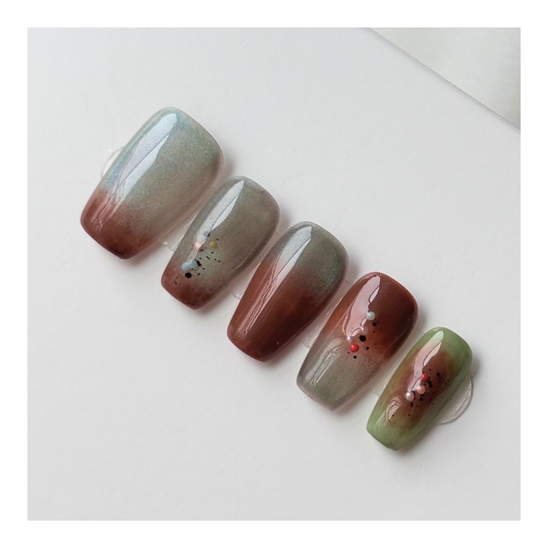 Dujokku Dessert Handmade Nail Tips - Square-Short / 두쫀쿠 디저트