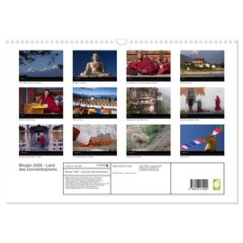 Bhutan 2026 - Land des Donnerdrachens (Wandkalender 2026 DIN A3 quer), CALVENDO Monatskalender: Klöster, Menschen und Landschaften aus Bhutan (CALVENDO Orte)