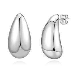 Luxval Silver/14K Gold Plated Hoop Earrings, Lightweight Chunky Design, Hypoallergenic 925 Sterling Silver, Fashion Jewelry for Women Teen Girls