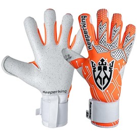 Keeperking Jonior Goalkeeper Gloves for Adults, Men's Football Gloves, Inner Seam, Professional Grip, 4 mm, Firm Fit, Unisex (7, Q-Orange-BHyb)