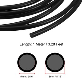 PATIKIL PE Tubing 3/16" ID x 5/16" OD (5 mm x 8 mm), 3.28 Ft (1 Meter), Flexible Water Tubing Polyethylene Hose Tube for Reverse Osmosis Systems Water Filters, Black