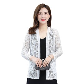 Fourfivesix Haru Women's Cardigan, Spring, Summer, Lace, Heaven, 3/4 Sleeves, Bolero, Sheer Lace, Open Front, Topper Cardigan, Cardigan, Elegant, Spring/Summer, Elegant, Outerwear, Sun Tan, Cooling