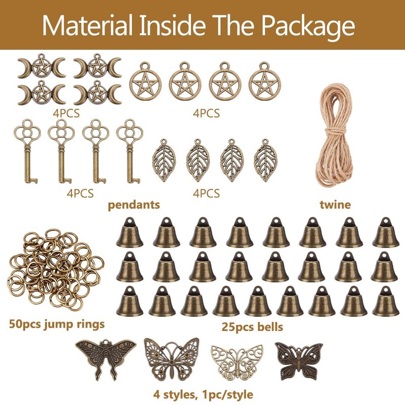 FREEBLOSS 4 Set Witch Bells DIY Kit for Door Knob