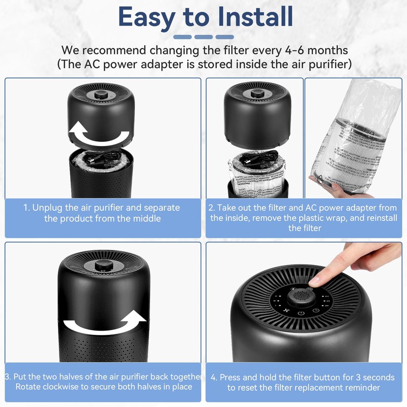 4 Pack YARIKI P60 Air Purifier Replacement Filters,Compatible with TPLMB/YARIKI