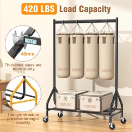 EAGMAK Heavy Duty Clothes Rack Load 420 LBS, Rolling Garment Rack with Lockable Wheels, Standing Metal Clothing Rack with Shelves, Portable Wardrobe Sturdy Coat Rack for Hanging Clothes (Black)