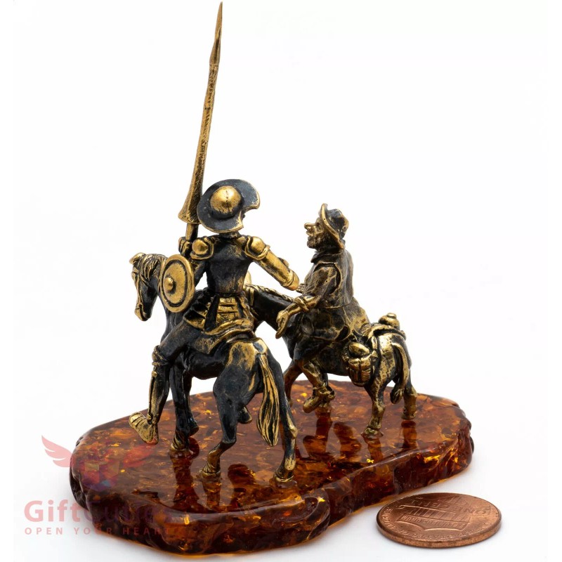 Amber Brass Amber figurine Don Quixote Spanish Knight & Sancho