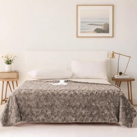 ALPHA HOME Blanket Soft Blanket, Lightweight Fluffy Blanket Throw Size, Luxury Home Decor Blankets for Couch, Sofa, Bed, Light Coffee