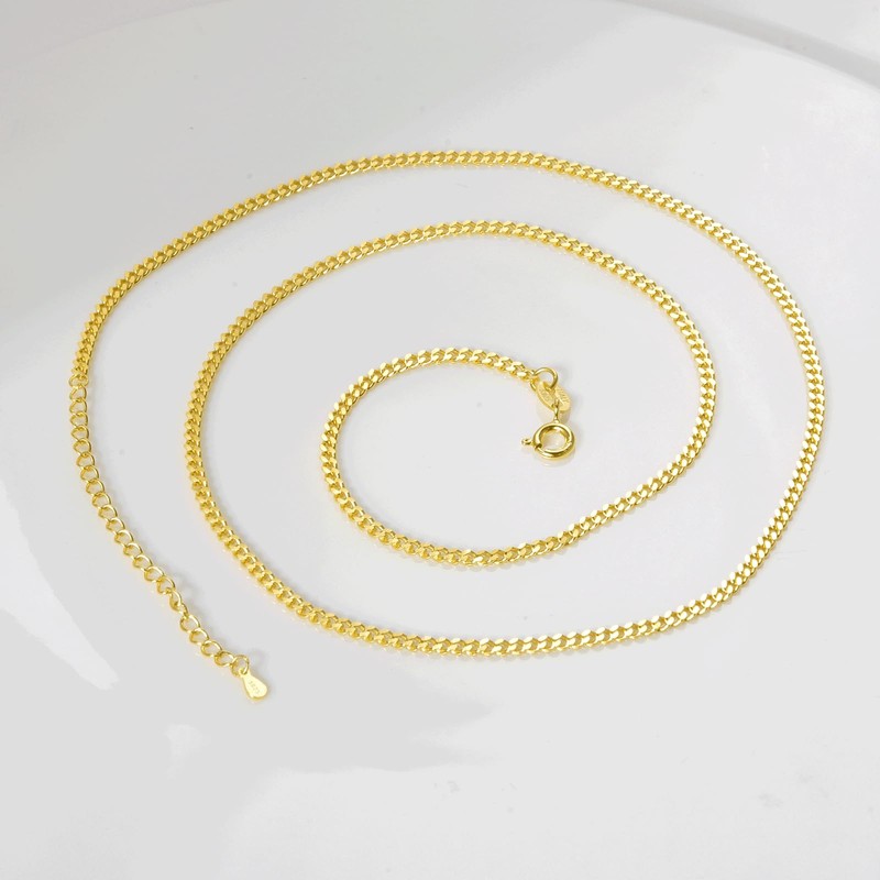 SILBERTALE 925 Sterling Silver Thin Necklace 2 mm Wide Curb