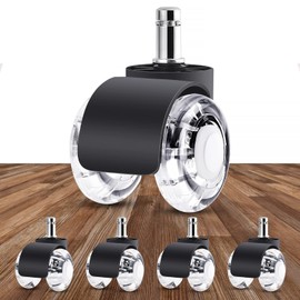 WOLAFOO Office Chair Castors, Wheels for Office Chairs 11 mm x 22 mm, 360 Degree Rotatable Scratch-Resistant Hard Floor Castors, Desk Chair Wheels for Hard Floors, Parquet, Carpet, Laminate and Tiles