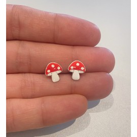 Mushroom Earrings 925 Sterling Silver