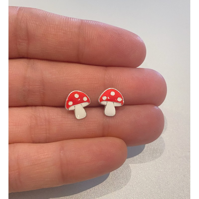 Mushroom Earrings 925 Sterling Silver