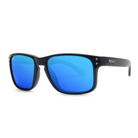 Myway - anteojos de sol de vidrio de lujo para hombres y mujeres, accesorios para correr, pesca, golf, con lente polarizada, opción, Lente no polarizada de espejo azul de vidrio real, Mediano