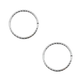 925 Sterling Silver Solid Seamless Diamond Cut Twist Sleeper Hoop Earrings Small Hinged Thin Handmade 8mm 10mm 12mm 14mm For Women Men Girls (8mm)