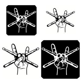 Ximimark 4 pcs Vibrant Drummer Vinyl Car Sticker - Waterproof & Bumper-Proof for Your Laptop Window!