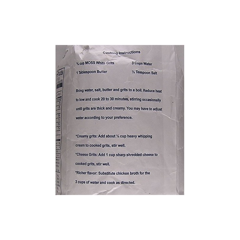 Moss Water Ground White Corn Grits 2 Lbs