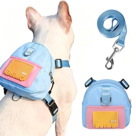 Mochila para Perro Impermeable, Arnés de Perro con Correa | Cierre Ajustable, Resistente al Agua, Correa de Sujeción, Espacio para Golosinas/Guardar B