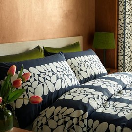 Orla Kiely Bedding - Sycamore Stripe Space Blue 100% Cotton Duvet Cover Set (Standard Pillowcase Pair: 50cm x 75cm)