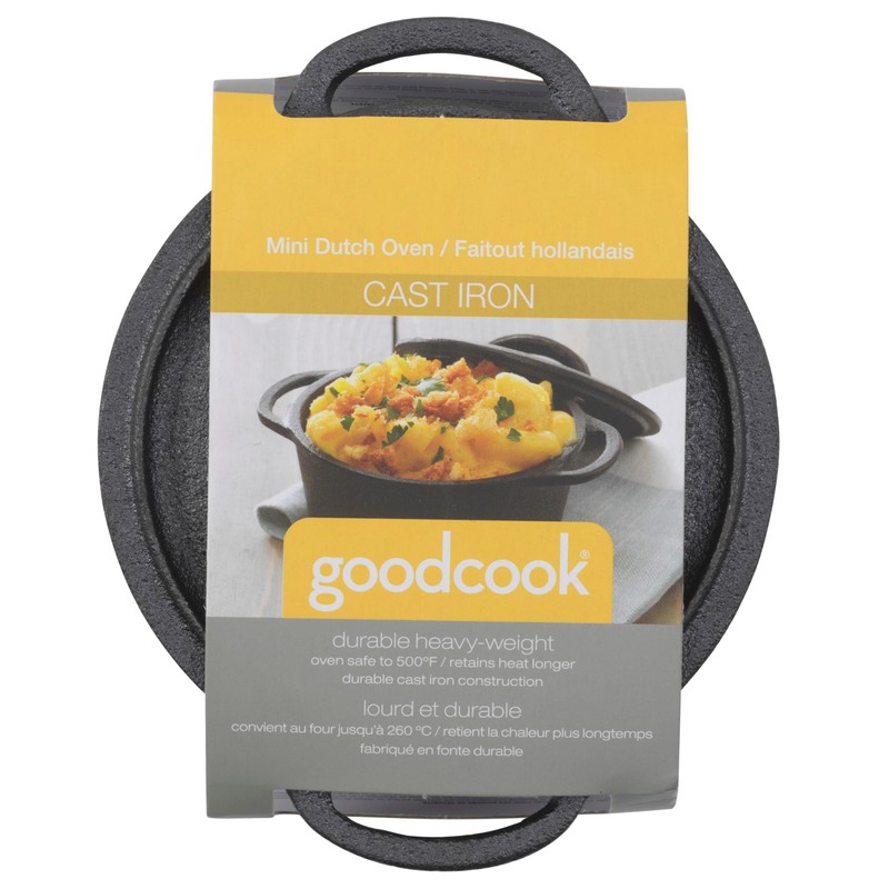GoodCook Pre-Seasoned Cast Iron Mini Dutch Oven, Black