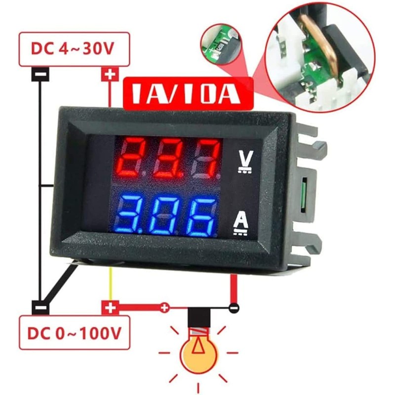 10 Pcs DC 100V / 10A Voltmeter, diymore Voltmeter Ammeter