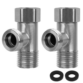 2Pack Solid Brass G1/2" 3 Way Diverter Valve - Hose Fitting Tee, 3 Way Shower Diverter, T Shape Adapter Connector for Angle Valve Hose, Bath Shower Arm, Toilet Bidet Sprayer Faucet