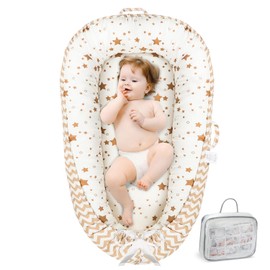 Baby Lounger -Breathable Soft Lounger Cover, Babies Essentials Gifts, Portable Infant Lounger for Tummy Time Floor Playing Seat for Home and Travel,Star