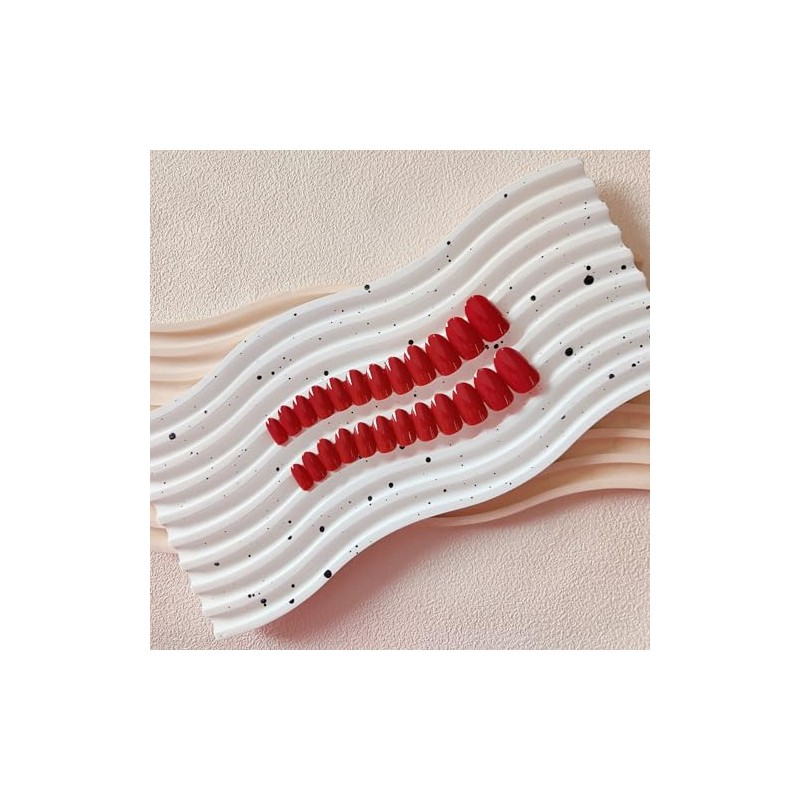 SXVME Uñas Postizas Rojo Vino, Uñas Postizas Cortas Ovaladas Redondas
