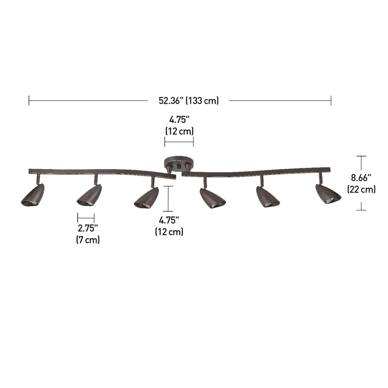 Globe Electric 59376 Grayson 6-Light Adjustable S-Shape Track Lighting, Bronze