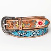 American Darling Small Hand Tooled Tan Genuine American Leather Beaded