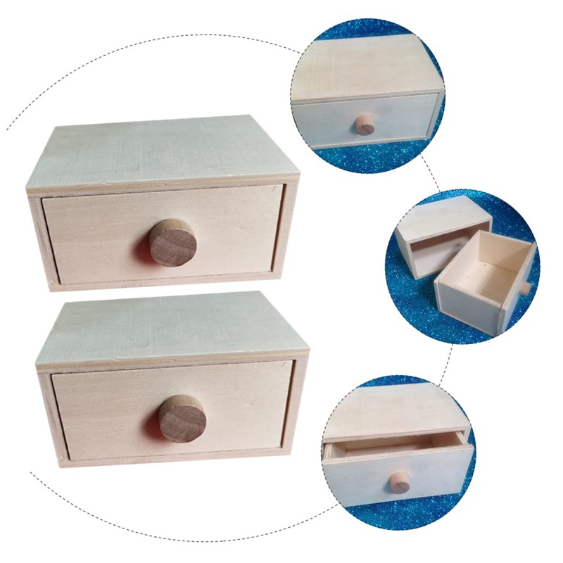 OSALADI 2pcs Wooden Storage Case High Capacity Drawer Organizer for