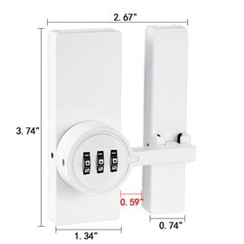 INIRET White 180 Degree Barn Door Lock,3 Digit Password Keyless,Mechanical Password Lock,Flip Latch with Combination,Protect Privacy,for Barn Door,Sliding Door,Windows,Cabinets,Garden,and Bathroom