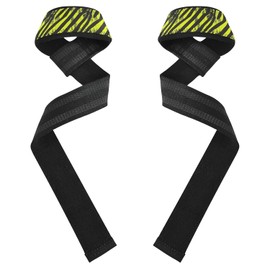 Correas de levantamiento de pesas con estampado de cebras negras de color amarillo brillante de 26 pulgadas, antideslizantes para levantamiento de pesas, entrenamiento de fuerza, culturismo