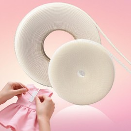 Hook and Loop Tape for Fabric Roll, Extremely Thin and Soft Sew On Strips for Doll Clothes, Fabric, No Adhesive Sewing Fastener Straps, Easy Sew in, Strong (White, 18ft x 2/5in)
