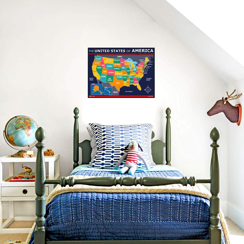 Map of USA for Kids (18x24) Laminated 50 States and