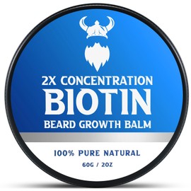 Beard Balm，2X Concentration Biotin Beard Balm for Men (2 oz) - Natural Mens Beard Oil with Castor Oil，Argan Oil, Jojoba Oil and Vitamin,Thickening for Beard，Beard Growth Softener