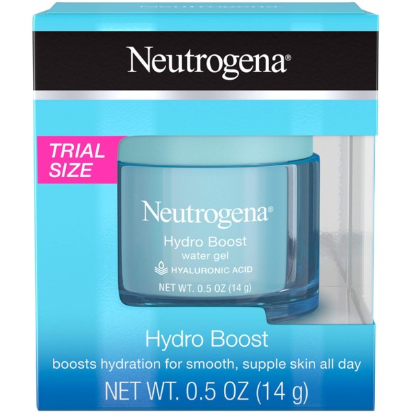 Neutrogena Hydro Boost Hyaluronic Acid Hydrating Water Face Gel Moisturizer for Dry Skin, Oil-Free, Non Comedogenic, Travel Size .5 oz
