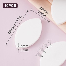 Isslly 10 Pcs Lash Sponge for Practice, Eye Shaped Lash Extension Practice Sponge, Eyelash Map Sponges, Face Makeup Supplies for Eyelash Beginners, Women - White