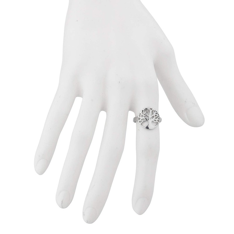 LUX ACCESSORIES Silver Tone Round Circle Tree of Life Shaped