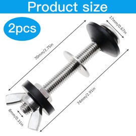 Xrten 2Pcs Toilet Bolts,Toilet Tank to Bowl Bolt Kits for Connecting The Toilet Cistern to Pan 74 * 16 * 8mm, Moderate Size, Easy to Install