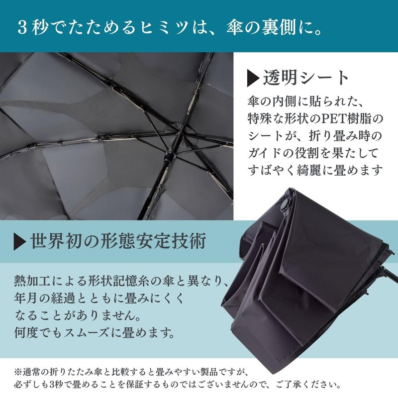 URAWAZA 10263 Umbrella, 3 Seconds, Automatic Open/Close, Folding Umbrella, Shape