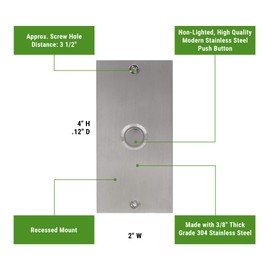 Waterwood Medium Rectangle Stainless Steel Doorbell - Wired Modern Stainless Steel Push Button