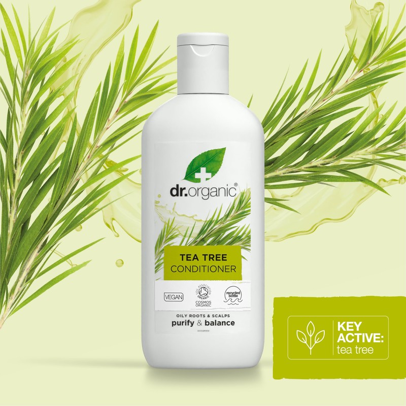 Dr. Organic Tea Tree Conditioner, Cleansing, Oily Roots & Scalp,