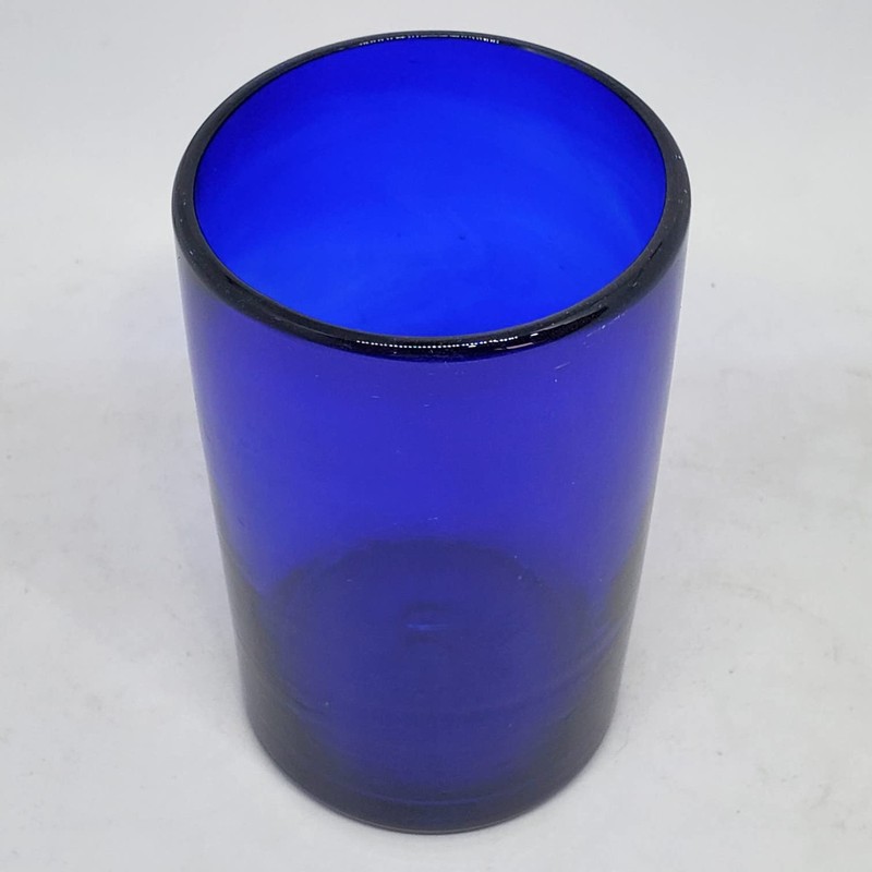 MexHandcraft Solid Cobalt Blue 14 oz Drinking Glasses (set of