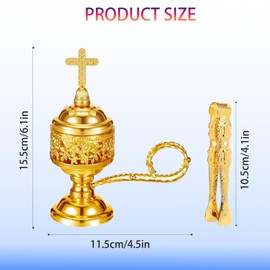 Sliver Incense Burner with Tong – Frankincense Charcoal Incense Stand Aromatherapy, Yoga, Spa, Home Decor, and Church Use – Compact & Durable Bakhoor Holder