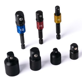 Tycoonest 7Pcs Impact Socket Adapter and Reducer Set, Extension Drill Bit with Holder, 1/4" 3/8" 1/2" Drive Converter Set for Impact Driver Conversions