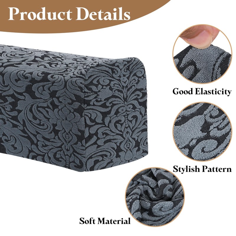 sourcing map 4Pcs Stretch Armrest Covers, Polyester Jacquard Soft Couch