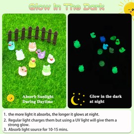 120PCS Luminous Mini Animals Glow in The Dark, 43 Style Tiny Resin Animals for Prank Garden Micro Landscape Dollhouse Decor Craft
