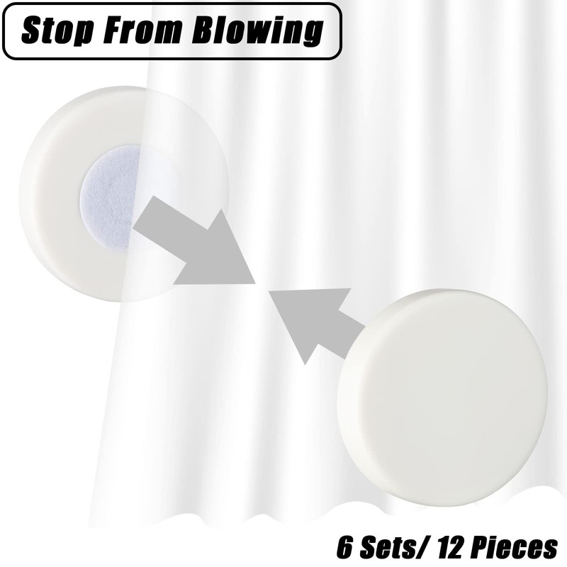 Jetec 6 Pairs Round Magnetic Curtain Weights Shower Strong Magnets
