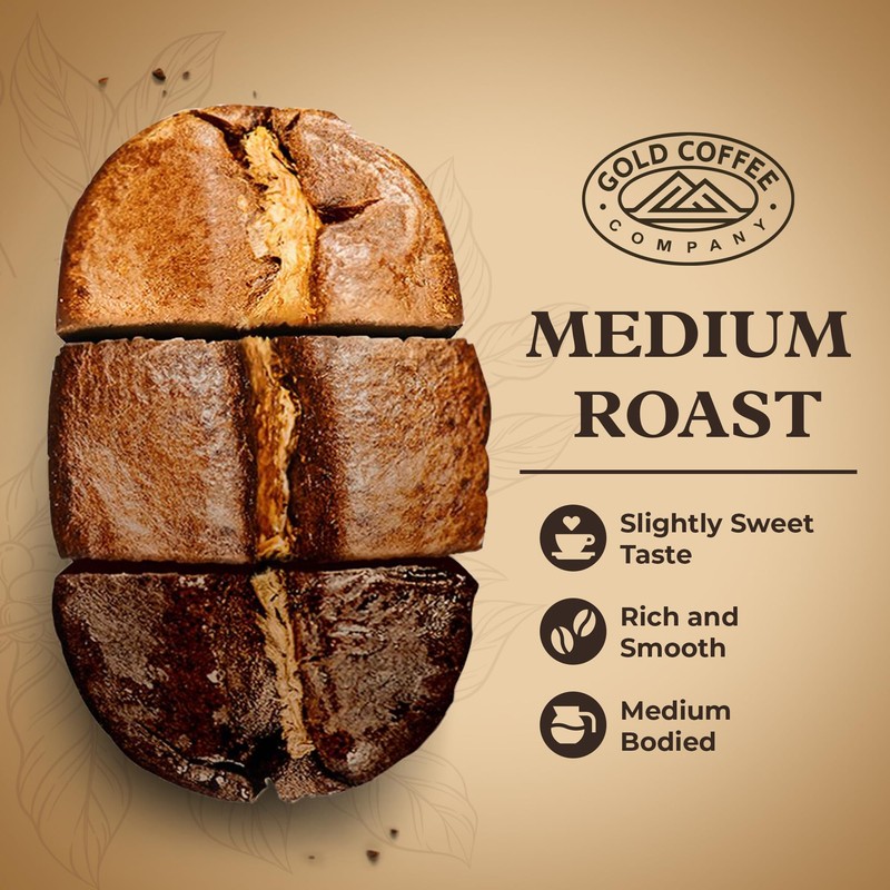 Gold Coffee | Premium Colombia Huila, Medium Roast, Whole Bean